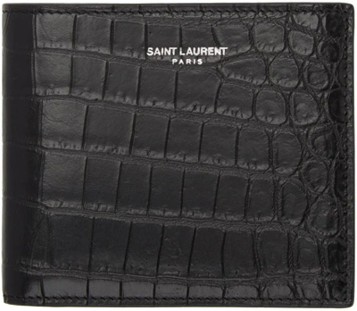 Saint Laurent 黑色鳄鱼皮 East/west 钱包 In Black