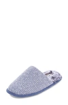 Floopi Aurora Knit Scuff Slipper With Faux Fur Lining In Blue