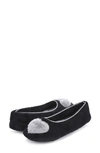 Floopi Zoe Heart Ballerina Slipper With Faux Fur Lining In Black