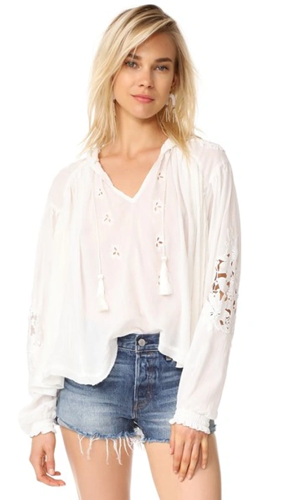 Free People Tropical Summer Hooded Top In Ivory