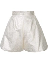 Bambah Glitter Pleated Culottes In Metallic