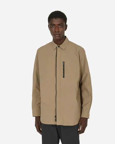 Sacai Matte Taffeta Longsleeve Shirt In Beige