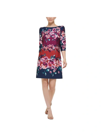 Jessica Simpson Womens Floral Print Knee Shift Dress In Multi