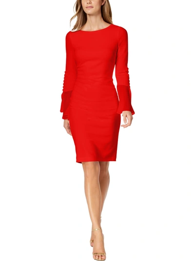 Calvin Klein Womens Chiffon Midi Sheath Dress In Red