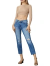 DL1961 WOMENS DISTRESSED MID-RISE STRAIGHT LEG JEANS