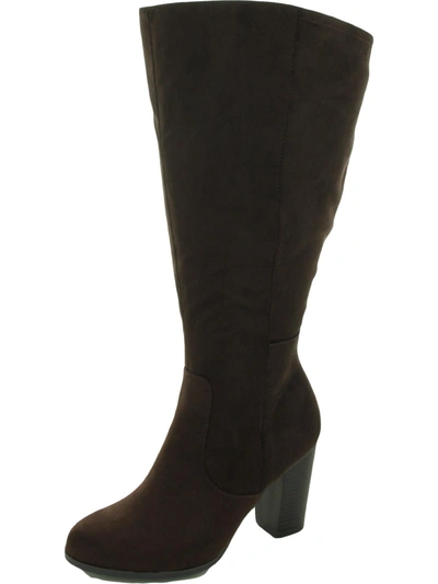 Style & Co Addyy Womens Microsuede Pull On Knee-high Boots In Black