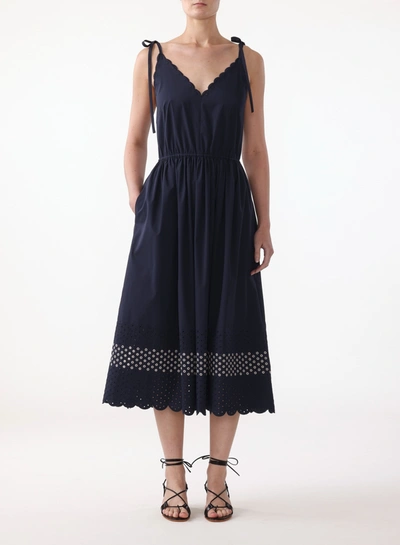 Jason Wu Scalloped Broderie Anglaise Cotton-blend Midi Dress In Black