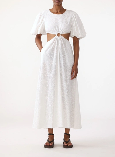 Jason Wu Eyelet Cutout Puff Sleeve Maxi Dress In White