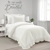 LUSH DECOR REYNA 100% COTTON DUVET COVER PURE WHITE 3PC SET KING