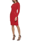 DKNY WOMENS BUTTON FRONT MIDI SWEATERDRESS