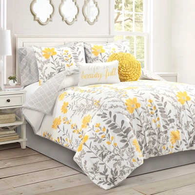 Lush Decor Aprile Soft Reversible Oversized Comforter Yellow/gray 8pc Set Queen
