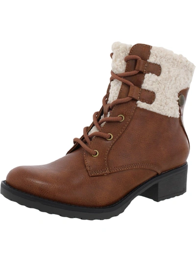 Baretraps Oneil Womens Faux Leather Almond Toe Ankle Boots In Brown
