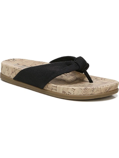 Lifestride Happy Womens Slip-on Cork Thong Sandals In Black