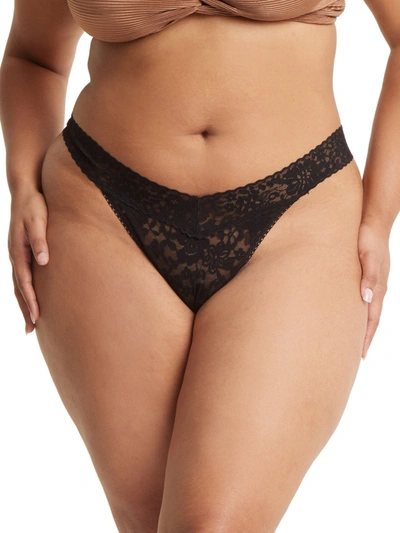 Hanky Panky Plus Size Daily Lace Thong In Brown