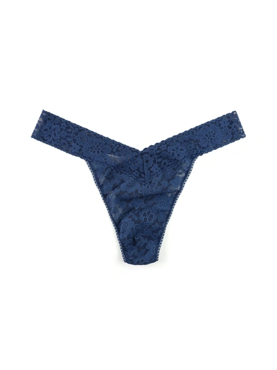 Hanky Panky Plus Size Daily Lace Thong In Blue