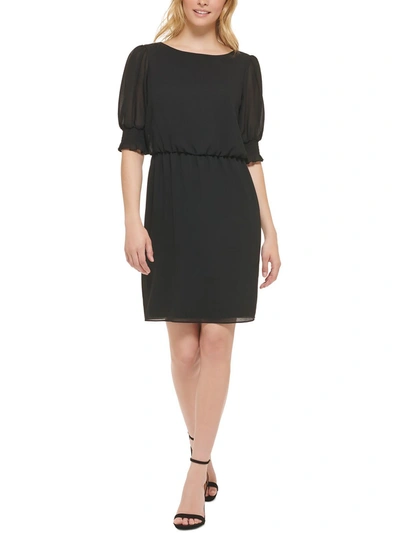 Jessica Howard Petites Womens Blouson M Midi Dress In Black