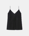 Lafayette 148 Organic Silk Georgette Boheme Lace V-neck Camisole In Black