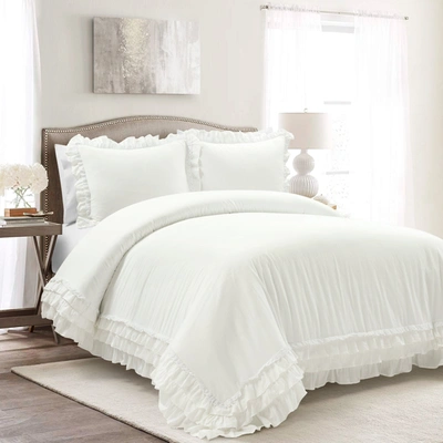 Lush Decor 3pc Ella Ruffle Duvet Cover Set In White