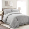 LUSH DECOR REYNA 100% COTTON DUVET COVER LIGHT GRAY 3PC SET KING