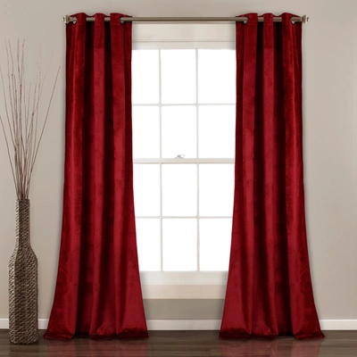 Lush Decor Lush Décor Prima Velvet Solid Light Filtering Grommet Window Curtain Panels Red 38x95 Set