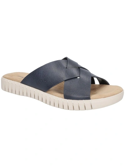 Easy Street Brylee Womens Faux Leather Slipon Slide Sandals In Blue