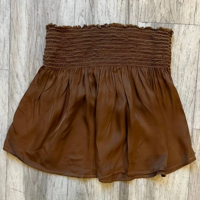 Starkx Elastic Mini Skirt In Dark Tan In Brown
