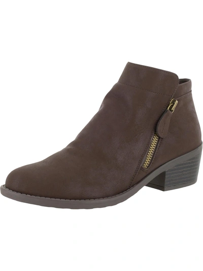Easy Street Gusto Womens Ankle Block Heel Booties In Brown Matte