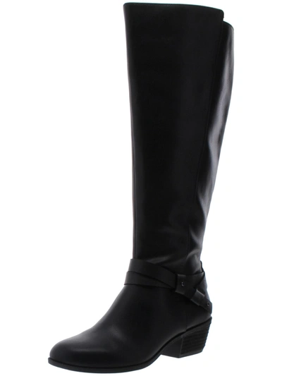 Dr. Scholl's Shoes Baker Womens Wide Calf Faux Leather Riding Boots In Black