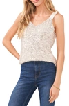 Vince Camuto Sequin Satin Strap Tank In Silver