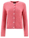 Apc Milena Pink Cardigan With Mother-of-pearls Buttons In Alpaca And Wool Woman In Pink