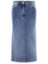Dolce & Gabbana Logo-plaque Midi Denim Skirt In Blue