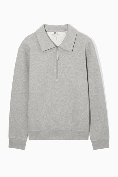 Cos Collared Half-zip Sweatshirt In Grey