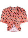 Rabanne Graphic-print Ring-embellished Top In Red