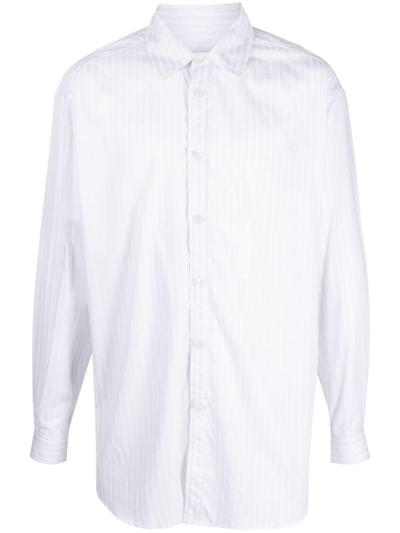 Hed Mayner White & Brown Pinstripe Shirt