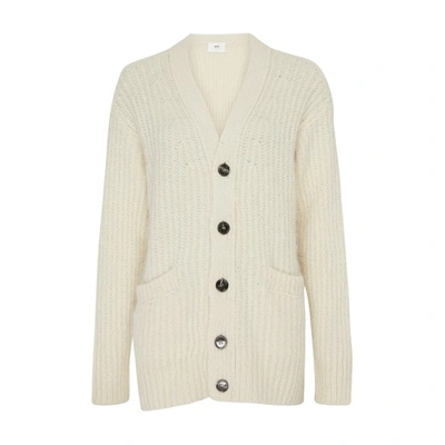 Ami Alexandre Mattiussi Ribbed Chunky Cardigan In Ivory