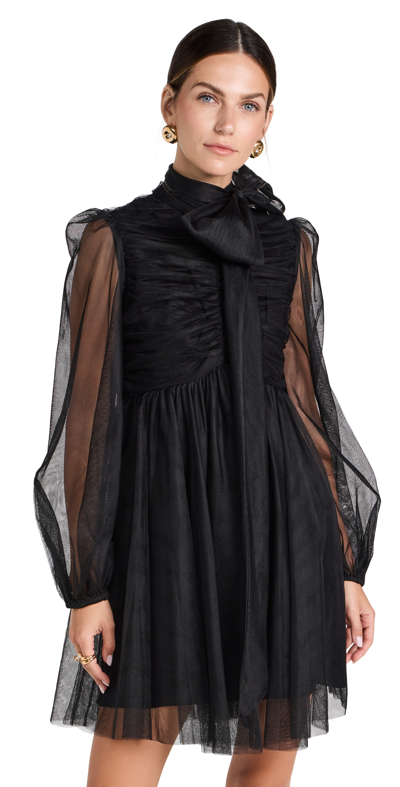 Zimmermann Bow Tulle Minidress In Schwarz