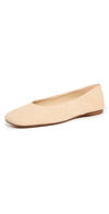 Vince Leah Leather Square-toe Ballerina Flats In Birchsand