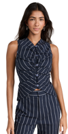 ROSIE ASSOULIN ALL BUTTONED UP VEST NAVY PINSTRIPE