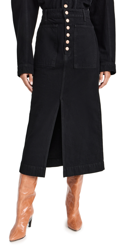 Ulla Johnson The Bea Denim Midi Skirt In Noir Wash
