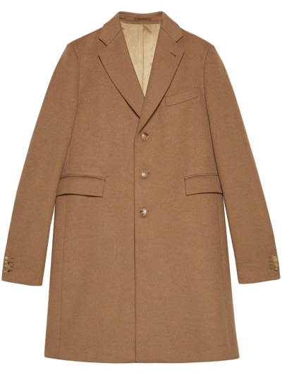 Gucci Camel Hair Pea Coat In Brown