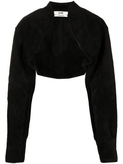 Lvir Faux Suede Bolero Mustang Jacket In Black