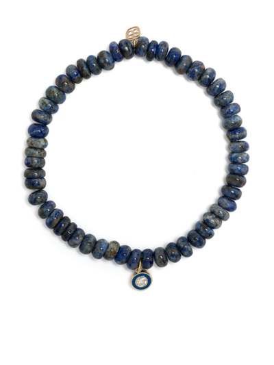 Sydney Evan 14kt Yellow Gold Lapis Lazuli Beaded Bracelet In Blue