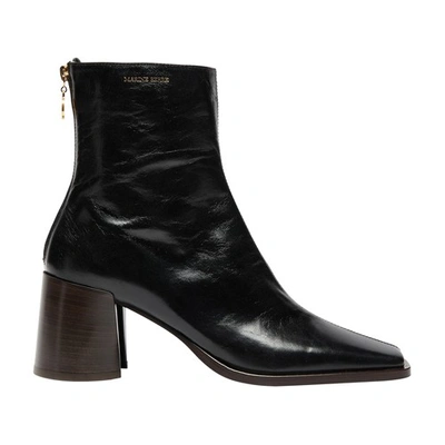 Marine Serre Vegetable Tanned Increspato Leather Ankle Boots In Bk99