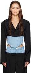 Dion Lee Blazer Aus Wolle Und Denim In Black/cyan