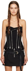 DION LEE BLACK BIKER DENIM CAMISOLE