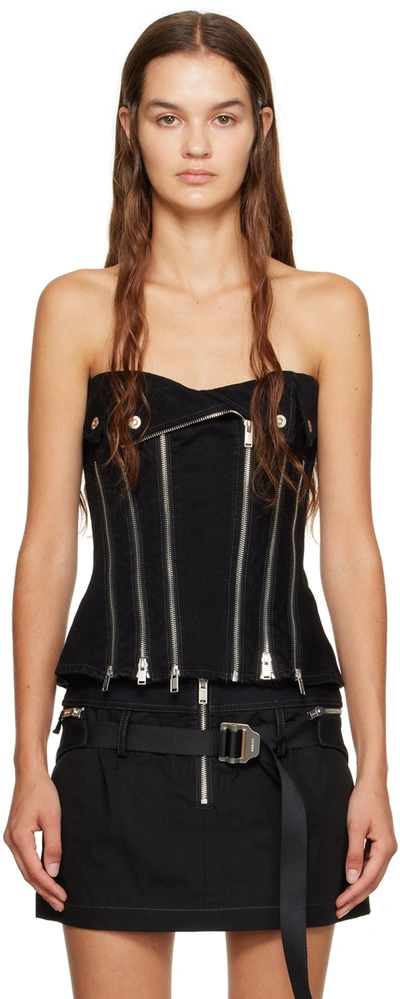 Dion Lee Denim Biker Corset Top In Black