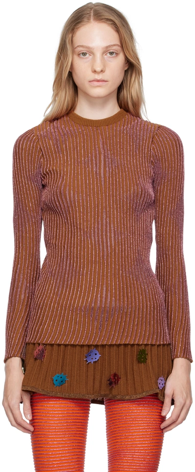 Andrej Gronau Ssense Exclusive Brown & Pink Sweater In Brown/rose