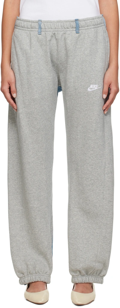 Bless Gray & Blue Overjogging Jeans In Blue/light Grey