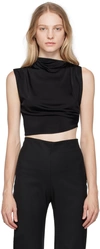 JADE CROPPER BLACK ASYMMETRIC T-SHIRT