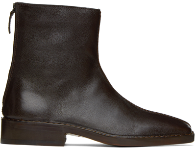 Lemaire Brown Piped Zipped Boots